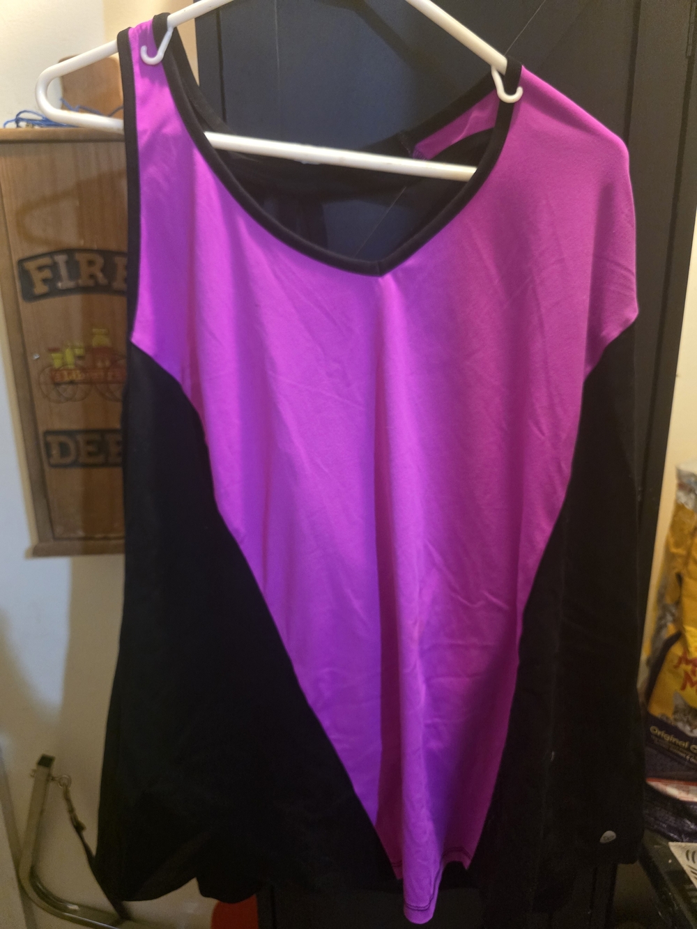 Livi Active Magenta and Black Colorblock V-Neck Tunic